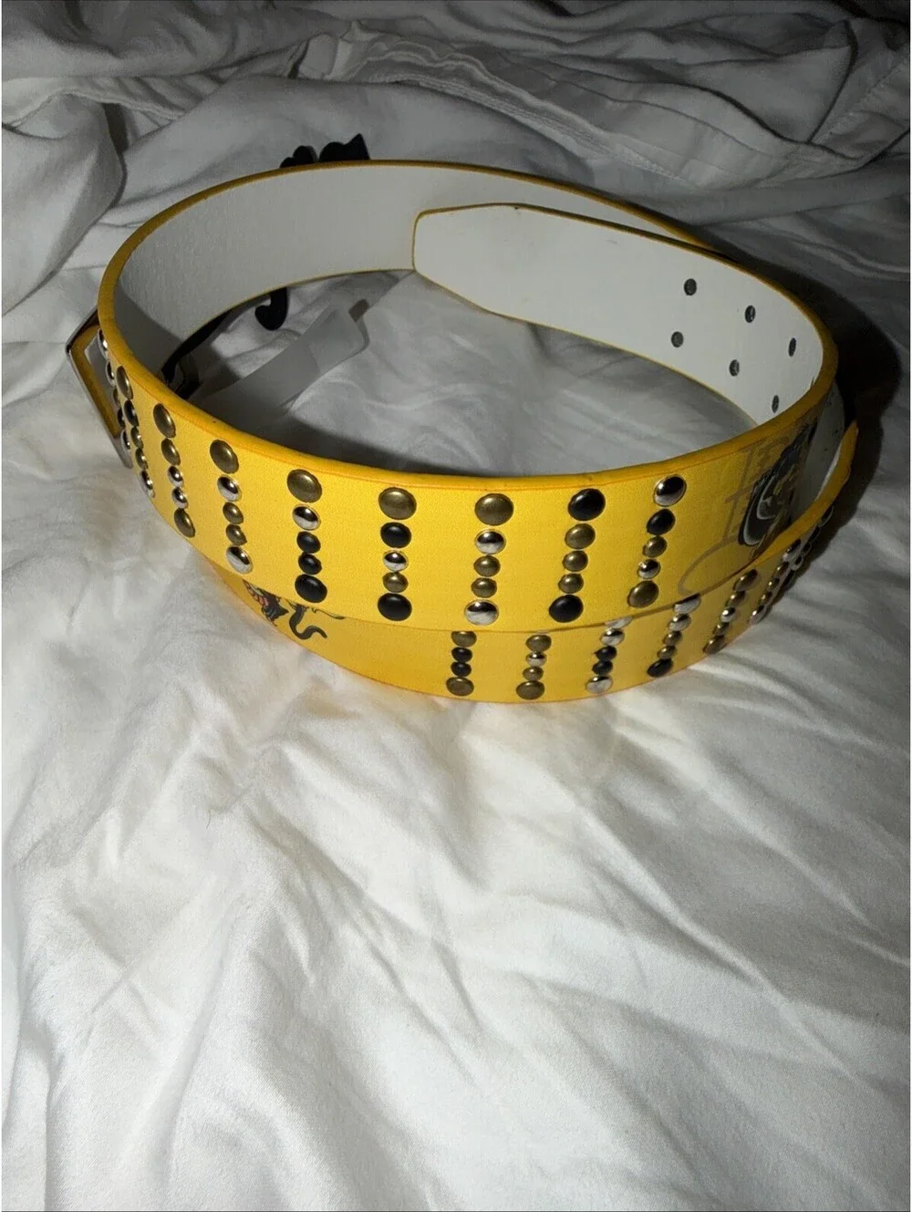 YELLOW studded Ed hardy Belt NWT Y2K